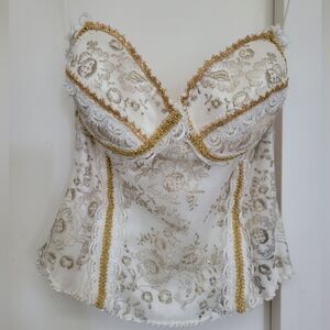One Of A Kind Carole Lee Ivory Gpld Corset   Top